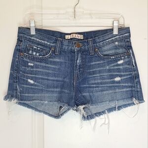J Brand Mid Rise Distressed Cut Off Shorts 25